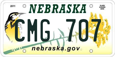 NE license plate CMG707