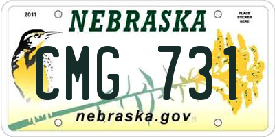 NE license plate CMG731
