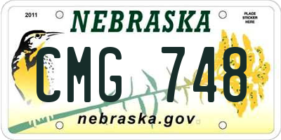 NE license plate CMG748