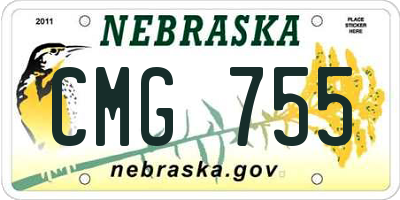 NE license plate CMG755