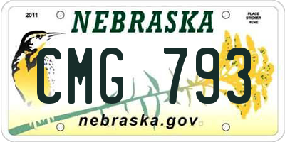NE license plate CMG793