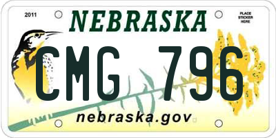 NE license plate CMG796