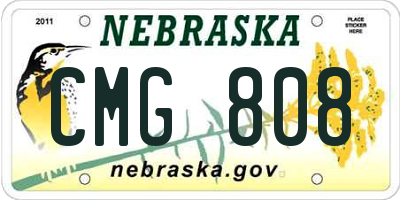 NE license plate CMG808
