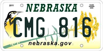 NE license plate CMG816