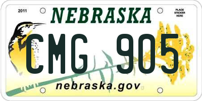 NE license plate CMG905