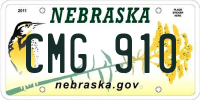 NE license plate CMG910