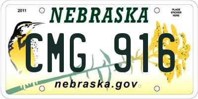 NE license plate CMG916