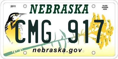 NE license plate CMG917