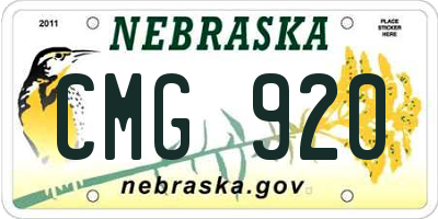 NE license plate CMG920