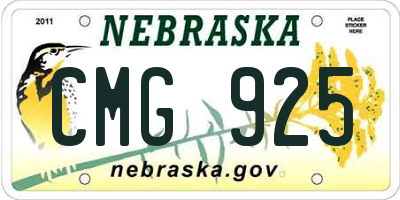 NE license plate CMG925