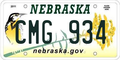 NE license plate CMG934