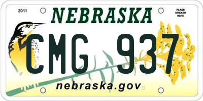 NE license plate CMG937
