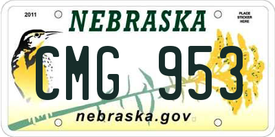 NE license plate CMG953