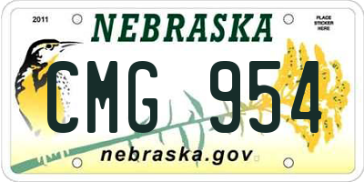 NE license plate CMG954