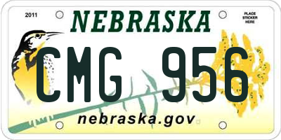 NE license plate CMG956