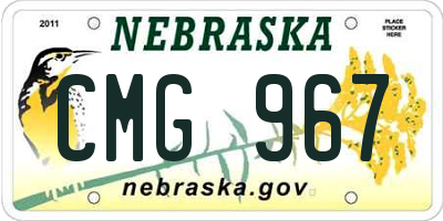 NE license plate CMG967