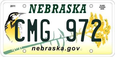 NE license plate CMG972
