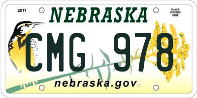 NE license plate CMG978