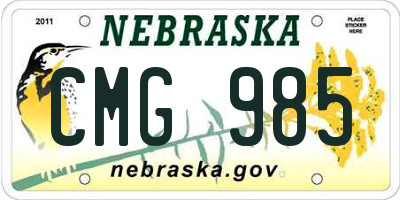 NE license plate CMG985