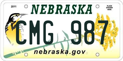 NE license plate CMG987