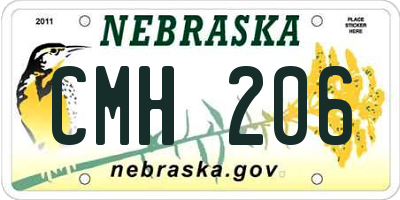 NE license plate CMH206
