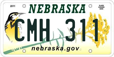 NE license plate CMH311