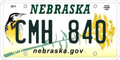 NE license plate CMH840