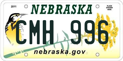NE license plate CMH996