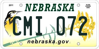 NE license plate CMI072