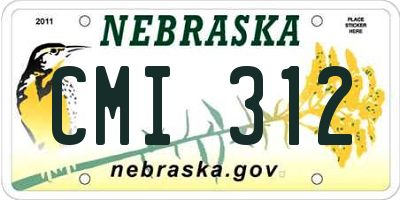 NE license plate CMI312