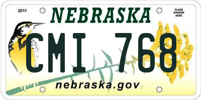 NE license plate CMI768