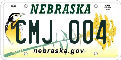 NE license plate CMJ004