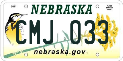 NE license plate CMJ033