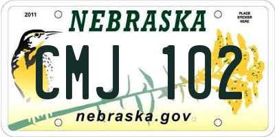 NE license plate CMJ102