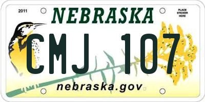 NE license plate CMJ107