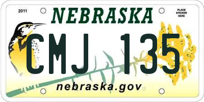 NE license plate CMJ135