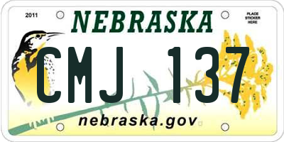 NE license plate CMJ137