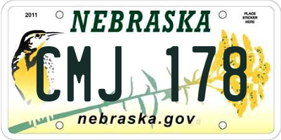 NE license plate CMJ178