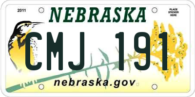 NE license plate CMJ191