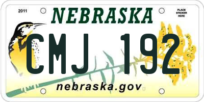 NE license plate CMJ192