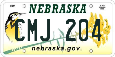 NE license plate CMJ204