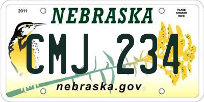NE license plate CMJ234