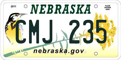 NE license plate CMJ235