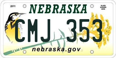 NE license plate CMJ353