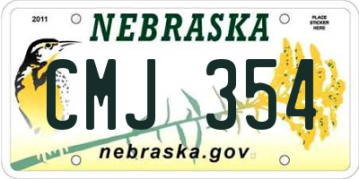 NE license plate CMJ354