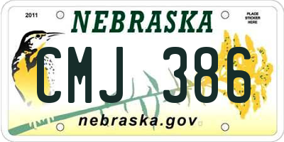 NE license plate CMJ386