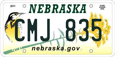 NE license plate CMJ835