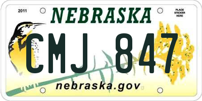 NE license plate CMJ847