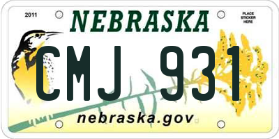 NE license plate CMJ931