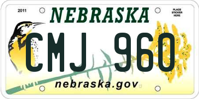 NE license plate CMJ960